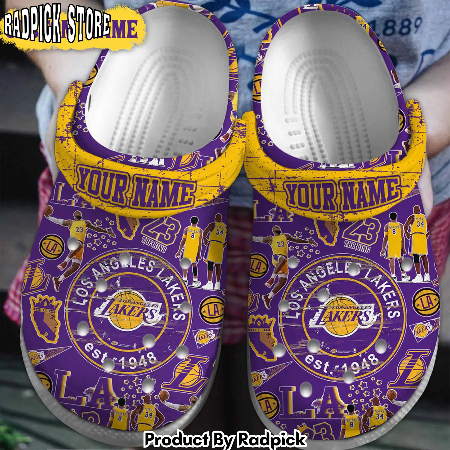 Radpick premium los angeles lakers nba sport clogs shoes comfortable for men women rp6522248